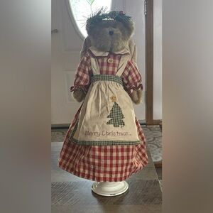 Boyd’s Bear Plaid Christmas Bear with Apron Tree Topper